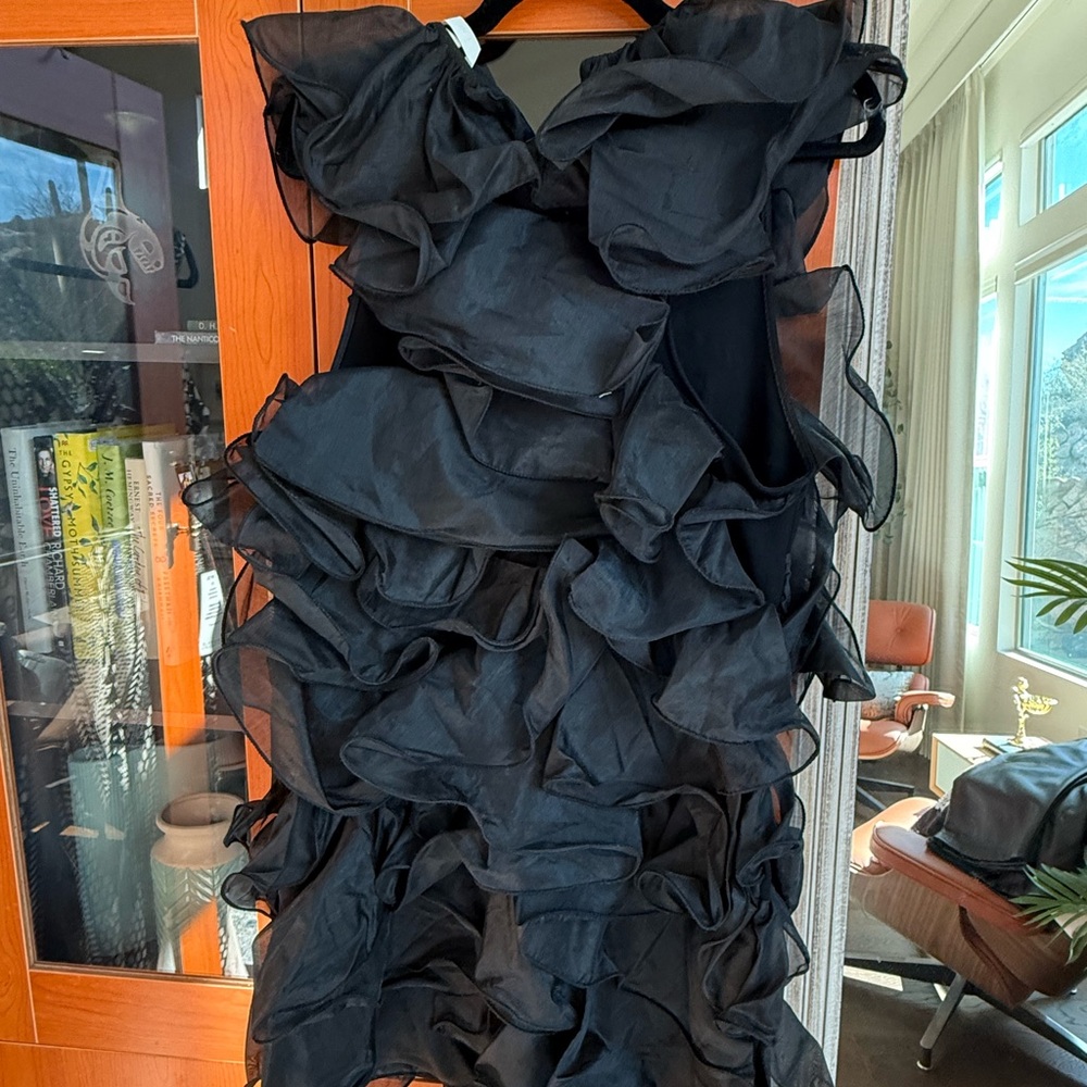 H&M Elegant Black Ruffled Mini Dress